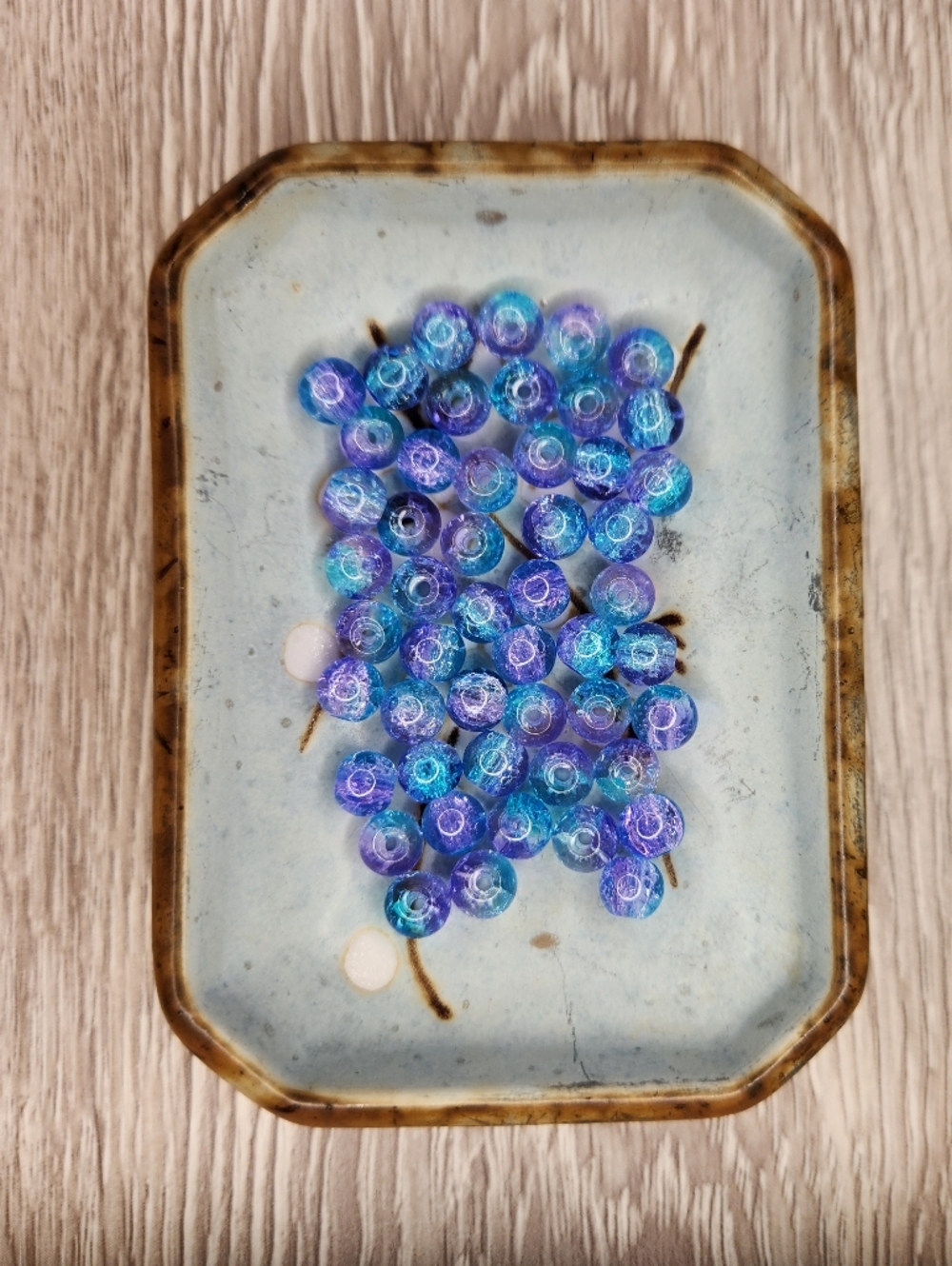 6mm Blue Purple Glass Beads Crackle Appearance 50 Count #149